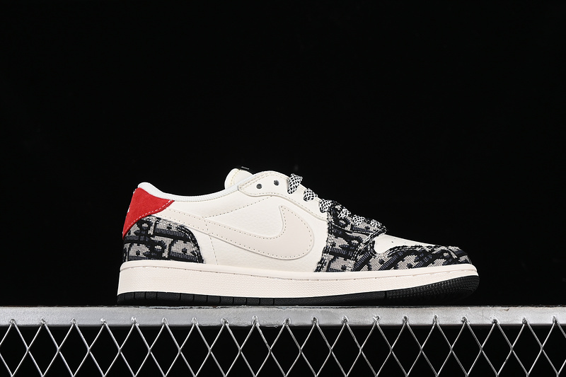 Nike Air Jordan 1 Low DIOR Travis Scott Fragment Design White Grey Black Sneakers