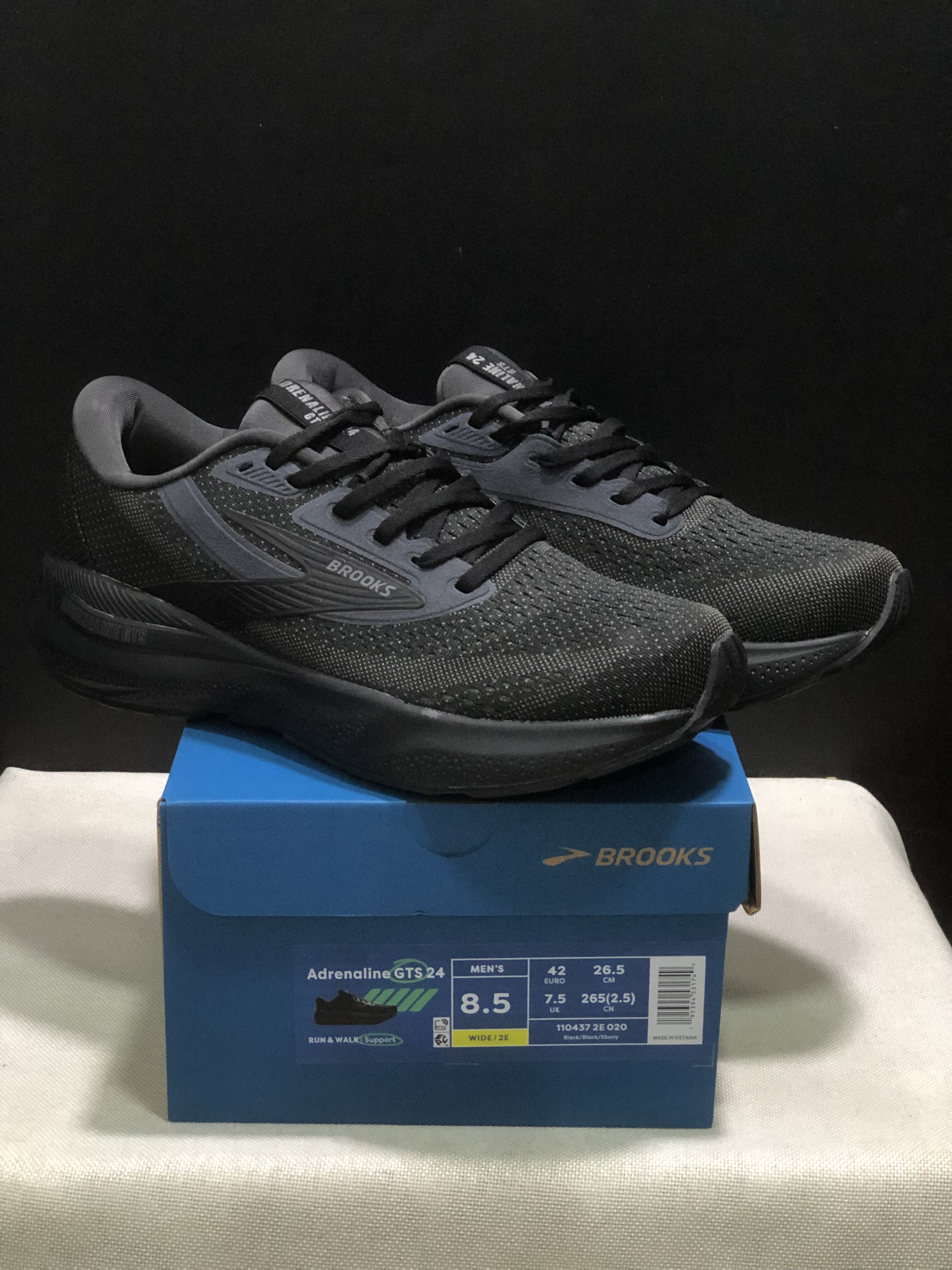 Brooks Adrenaline GTS 24 Casual Running Shoes Black/Black/Ebony