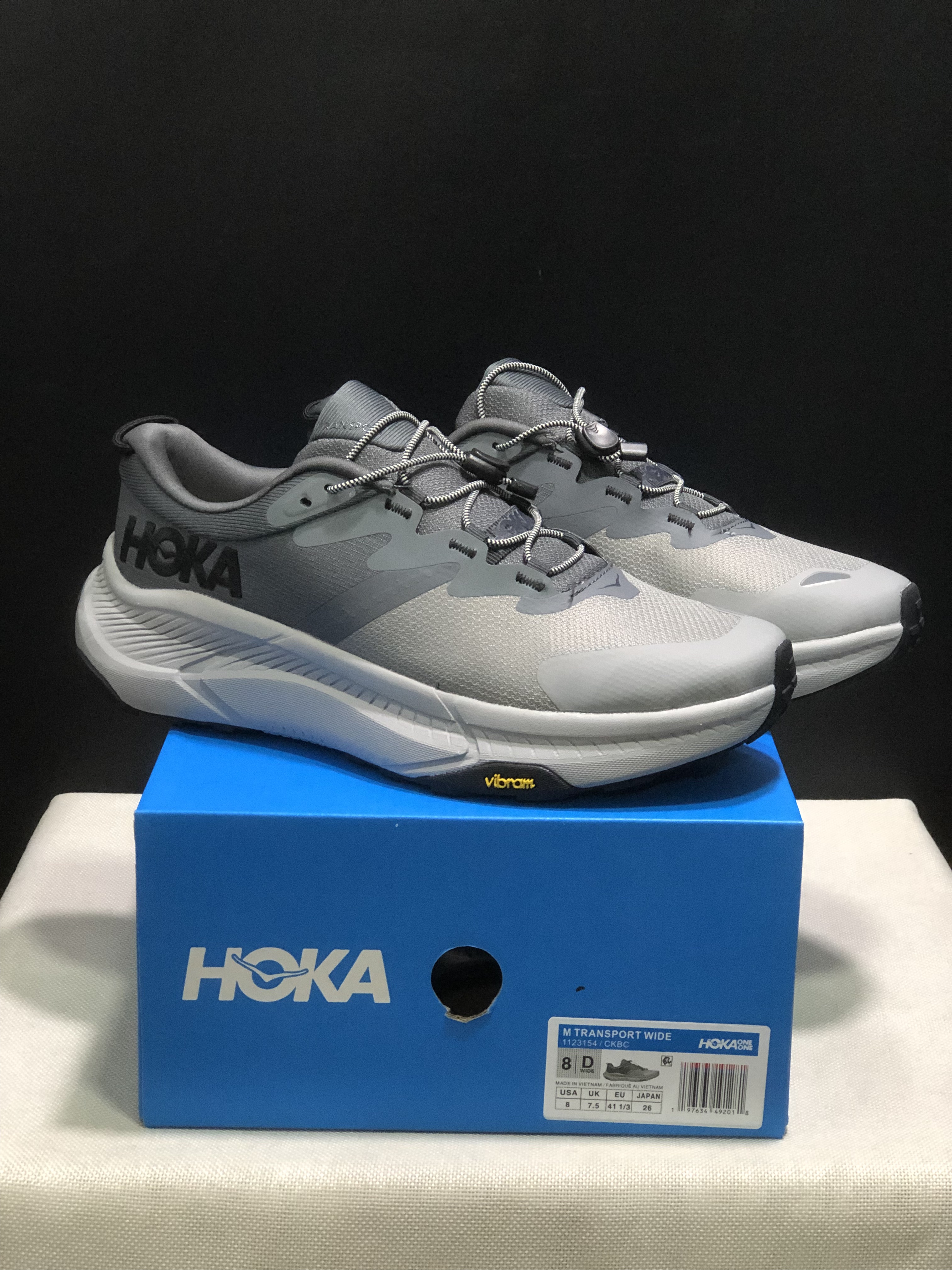 Hoka One One Transport Drawstring Low-top Running Shoes Sneakers Gray