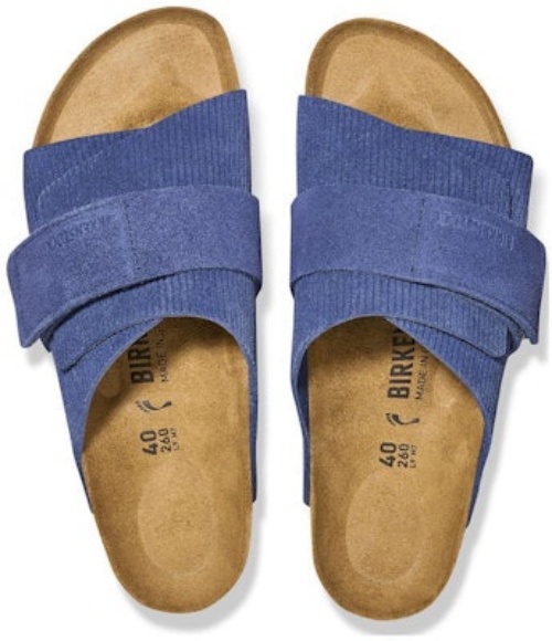 Birkenstock Kyoto Corduroy Indigo Suede Embossed Narrow Fit 1025704 Fashion Slippers