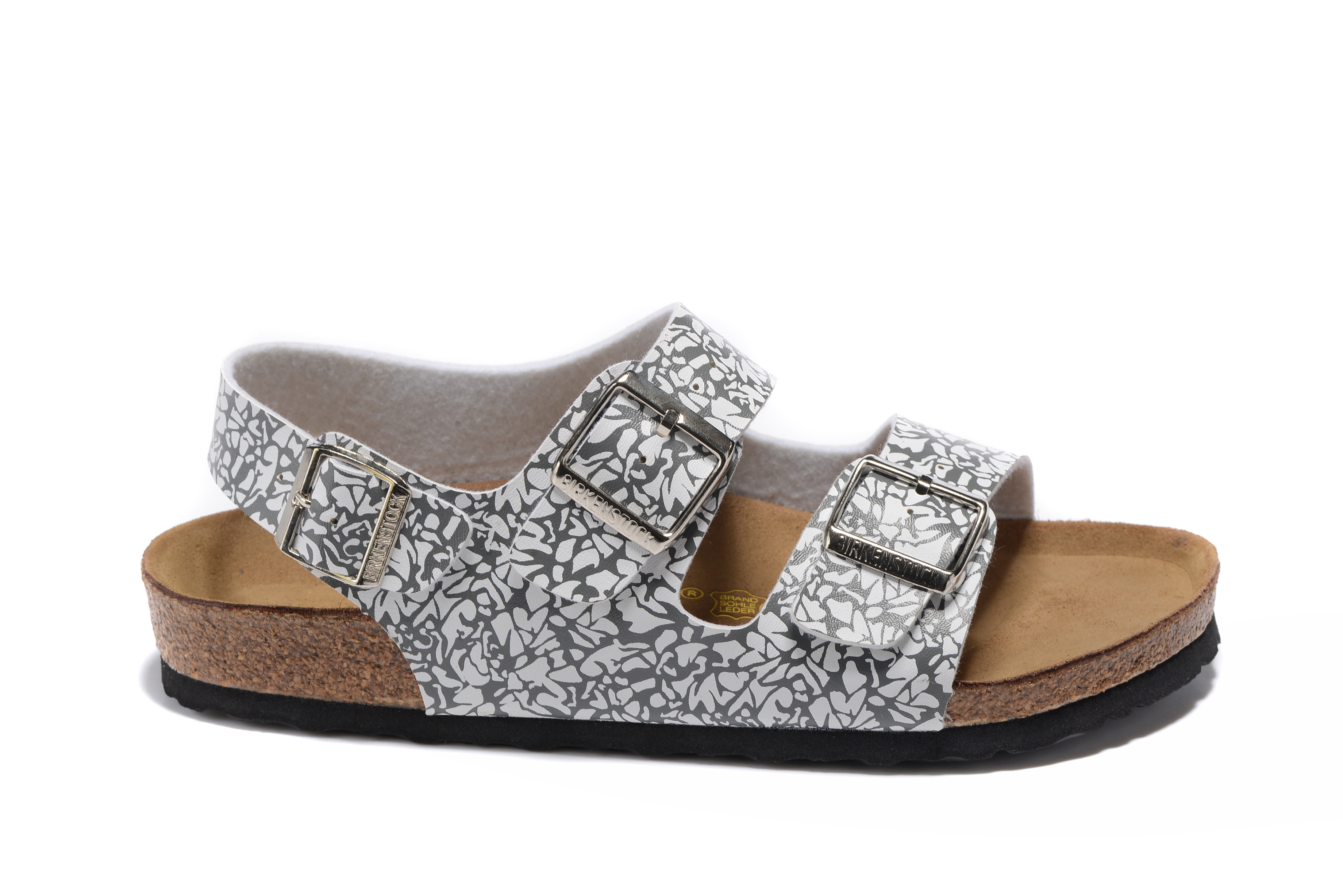Birkenstock Black/White Texture Double Buckle Strap Sandal