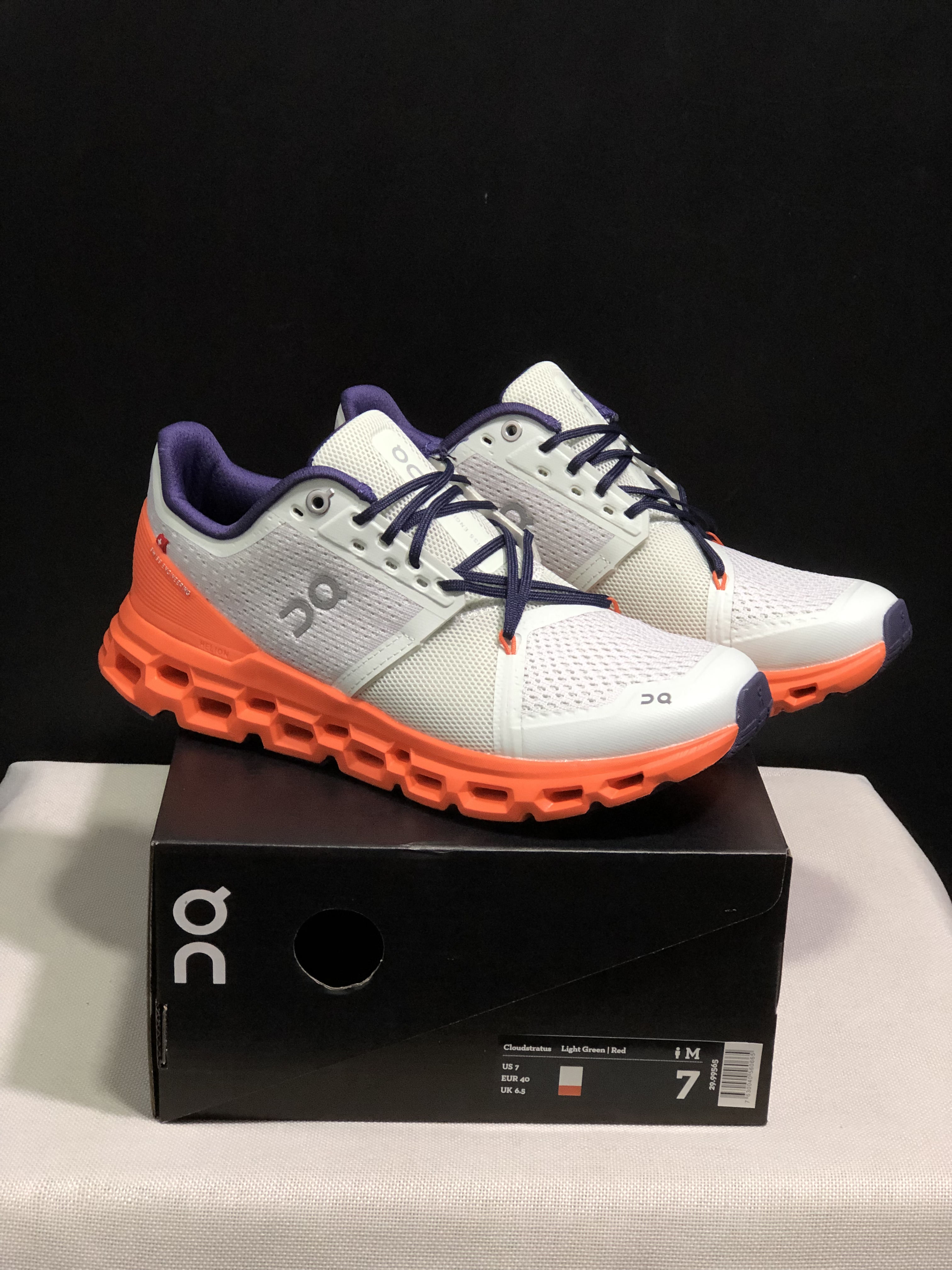On Running Cloudstratus Shock-Absorbing And Breathable Running Shoes Light Grey/Orange