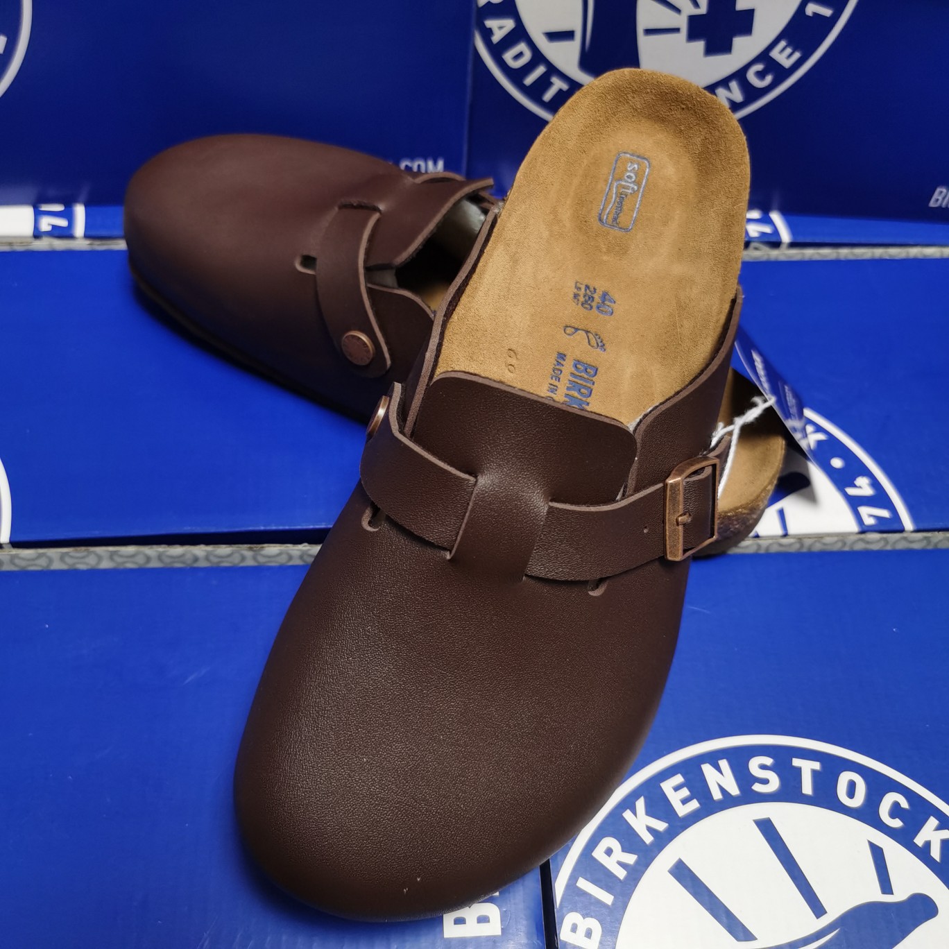 Birkenstock Dark Brown Matte Leather Clog Shoes