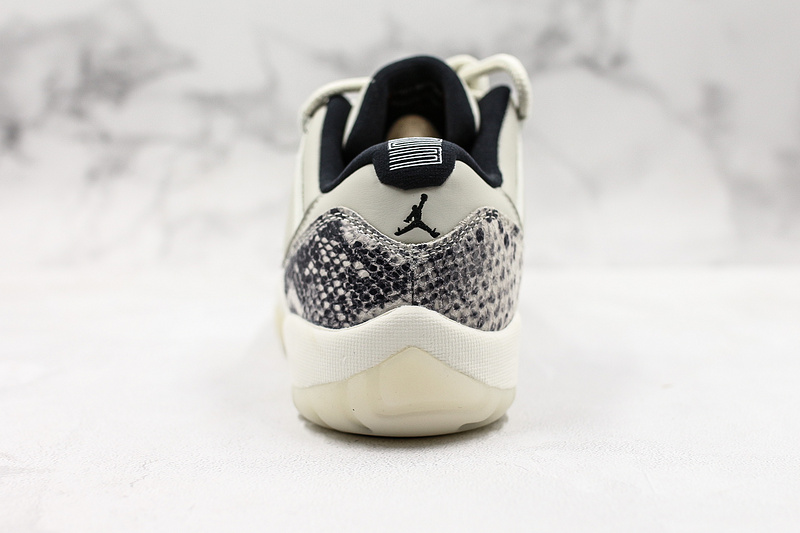 Nike Air Jordan 11 Retro Low-Top Light Bone Snakeskin White Sneakers