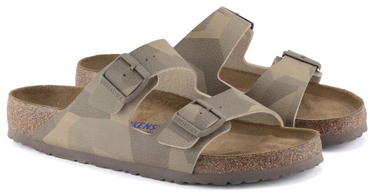 Birkenstock Arizona Grey Camouflage Brown Soft Footbed 1024644 Fashion Slippers