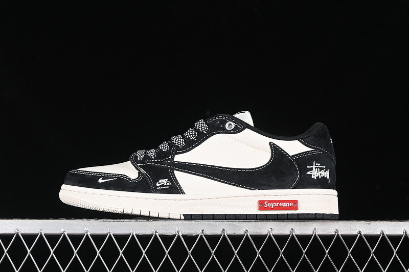 Travis Scott Fragment Design Nike Air Jordan 1 Low OG SP Black White Board Shoes