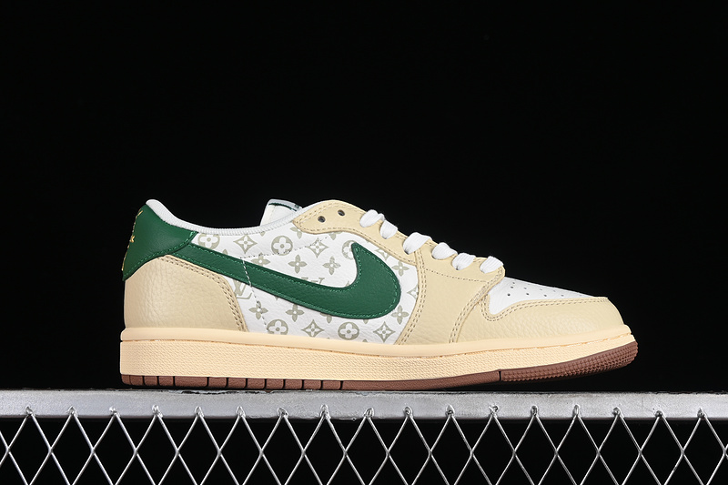 Nike Air Jordan 1 Low LV Travis Scott Fragment Design OG SP White Yellow Green Sneakers