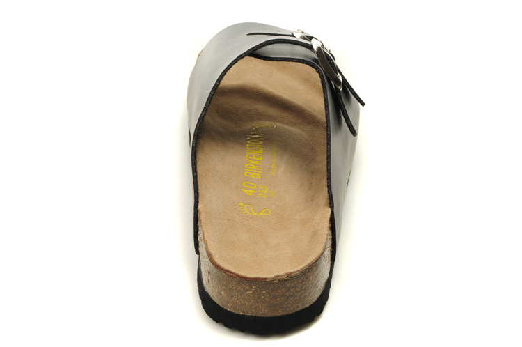 Birkenstock Two Buttons Gray Matte Leather Fashion Slippers