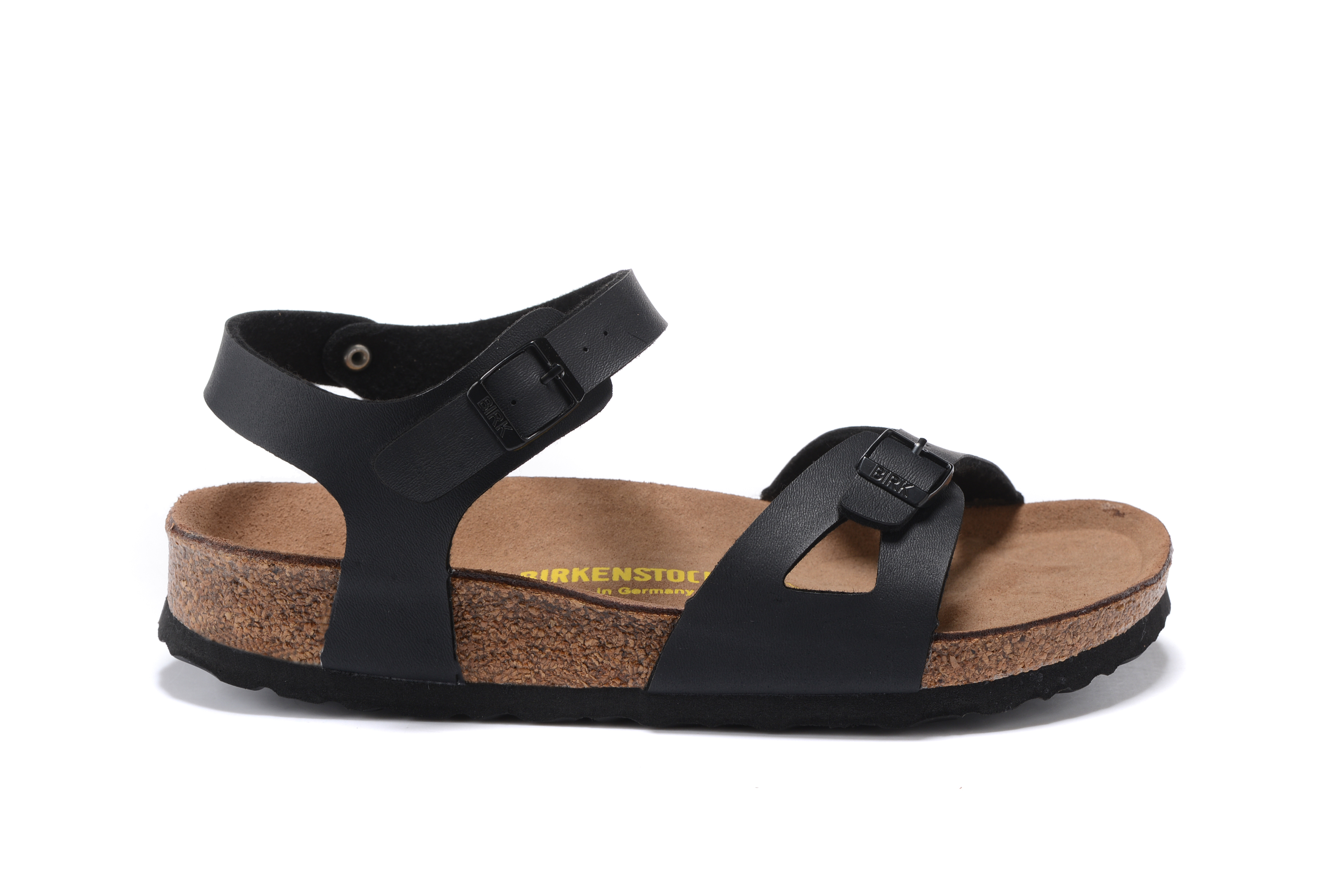 Birkenstock Black Matte Single Buckle Slip Band Buckle Strap Sandal