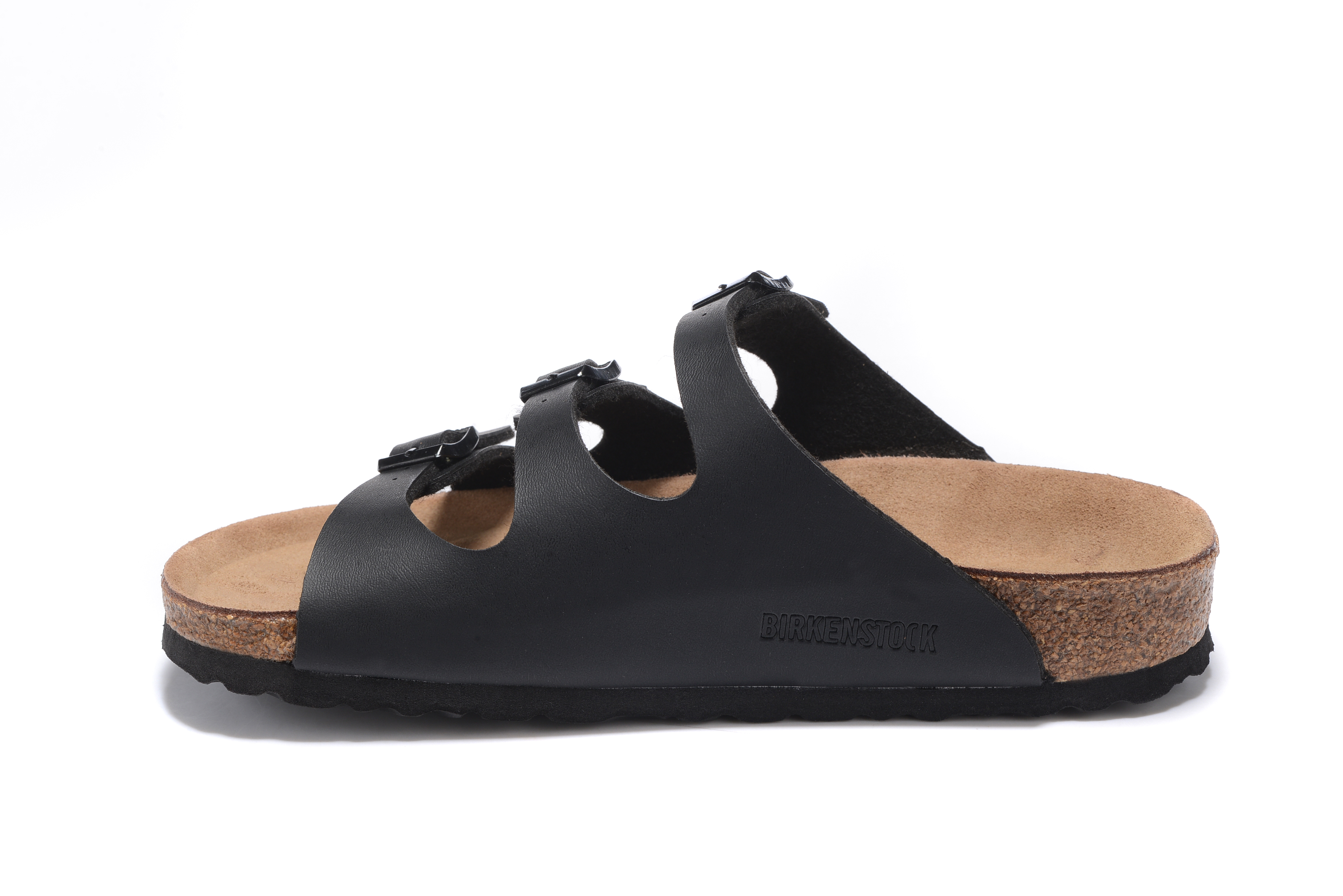 Birkenstock Florida Black Three-Breasted Matte Leather Sandals