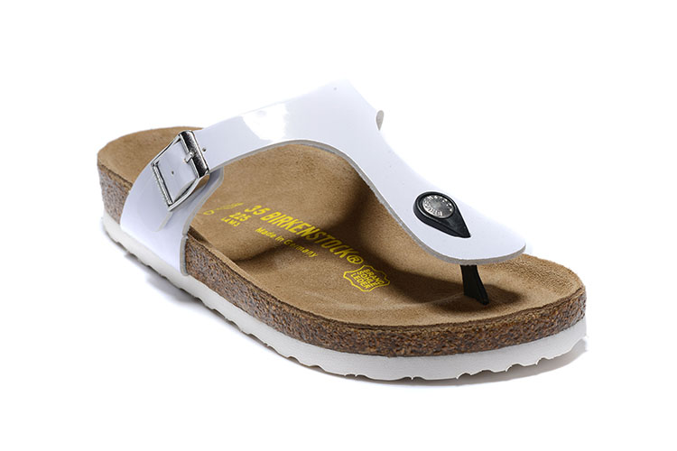 Birkenstock White Patent Leather Flip Flops