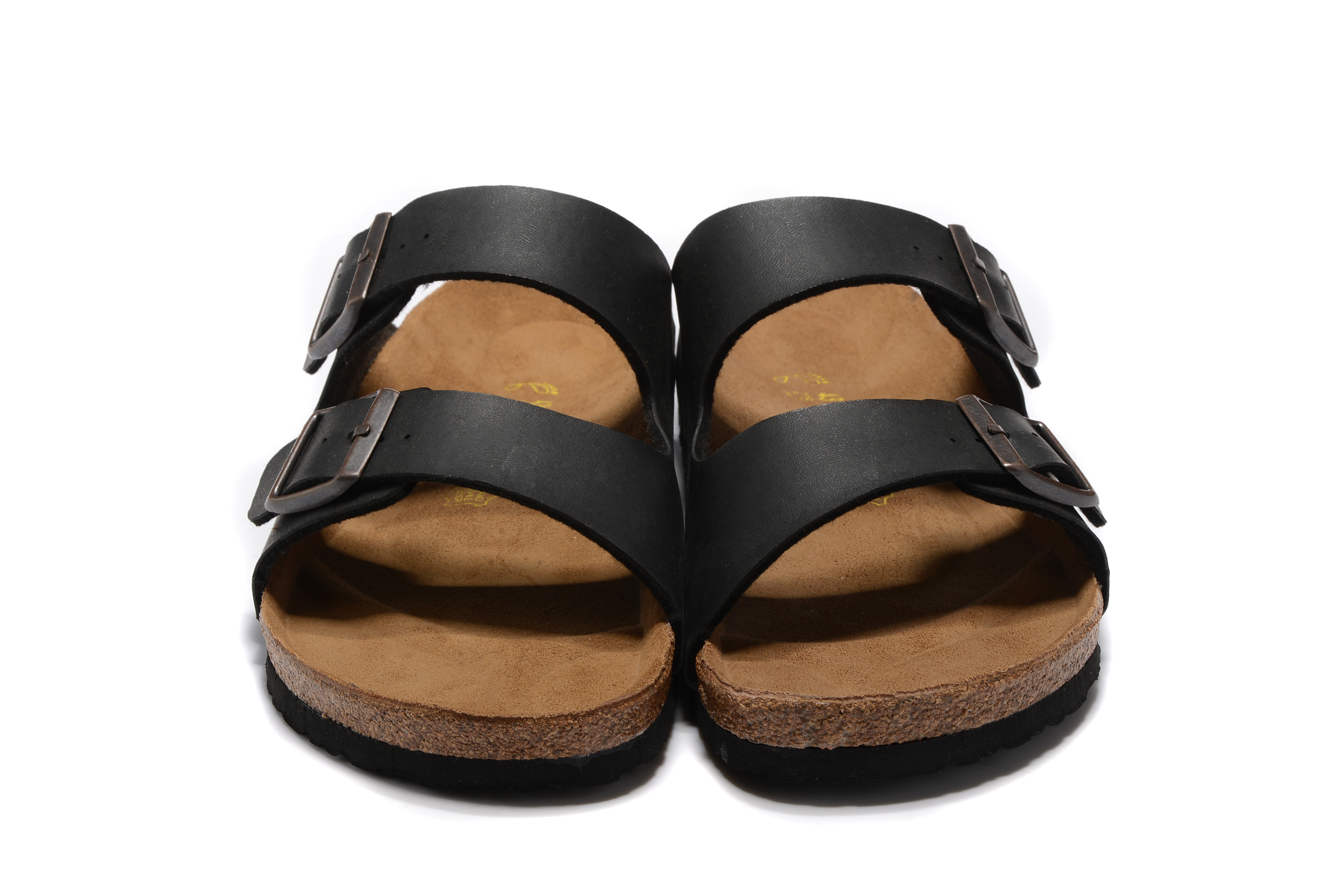 Birkenstock Arizona Black Two Buckle Matte Leather Sandals