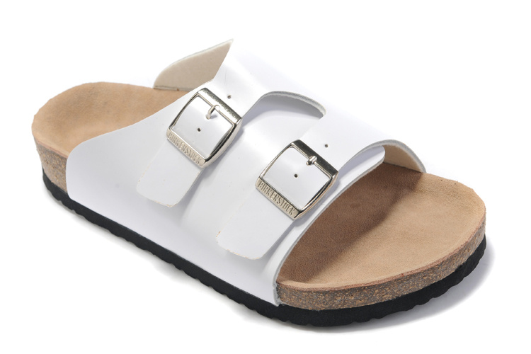 Birkenstock Two Buttons White Matte Leather Fashion Slippers