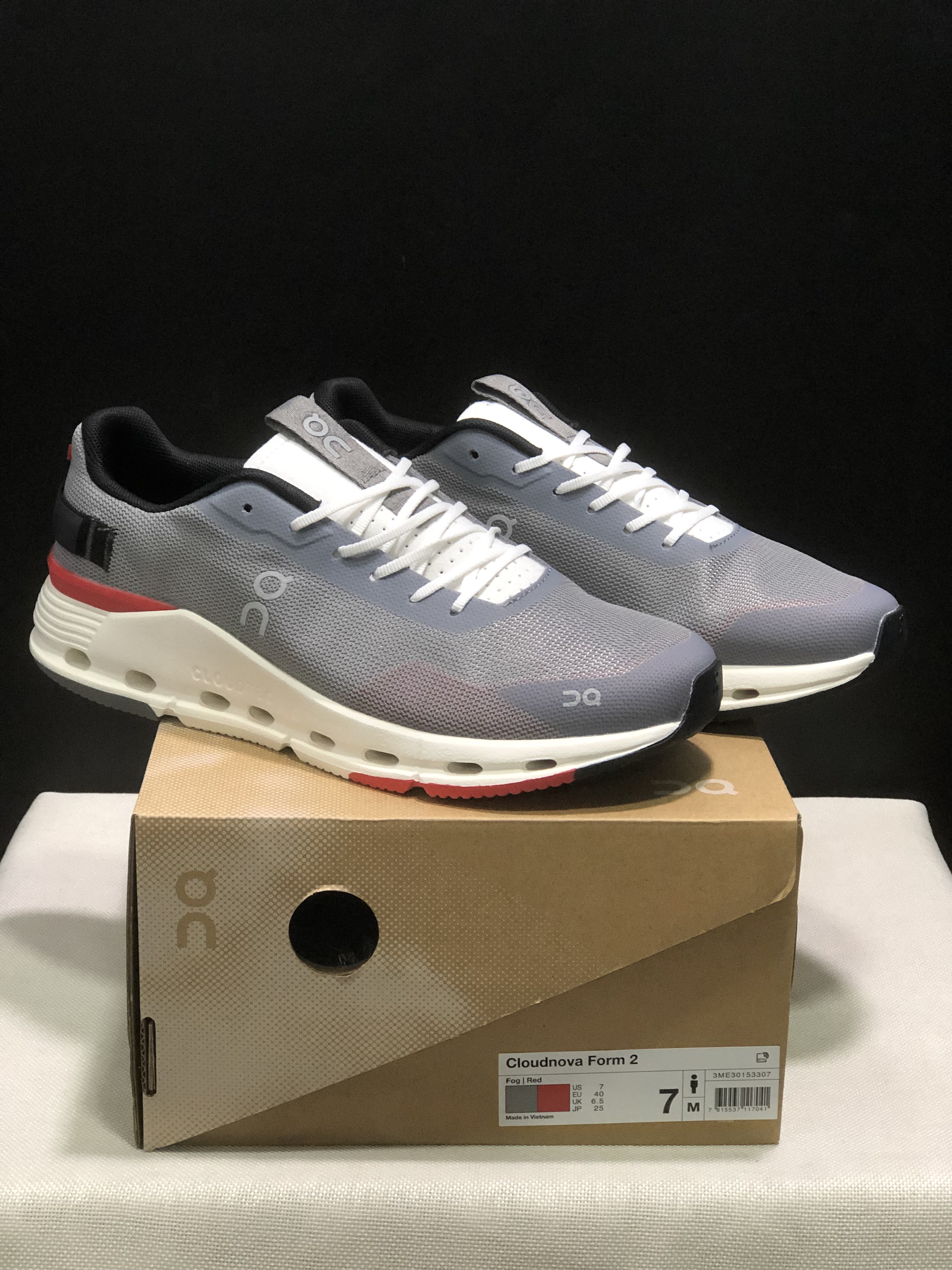 On Running Cloudnova Form 2 Fashionable Casual Running Shoes Fog Grey/Red
