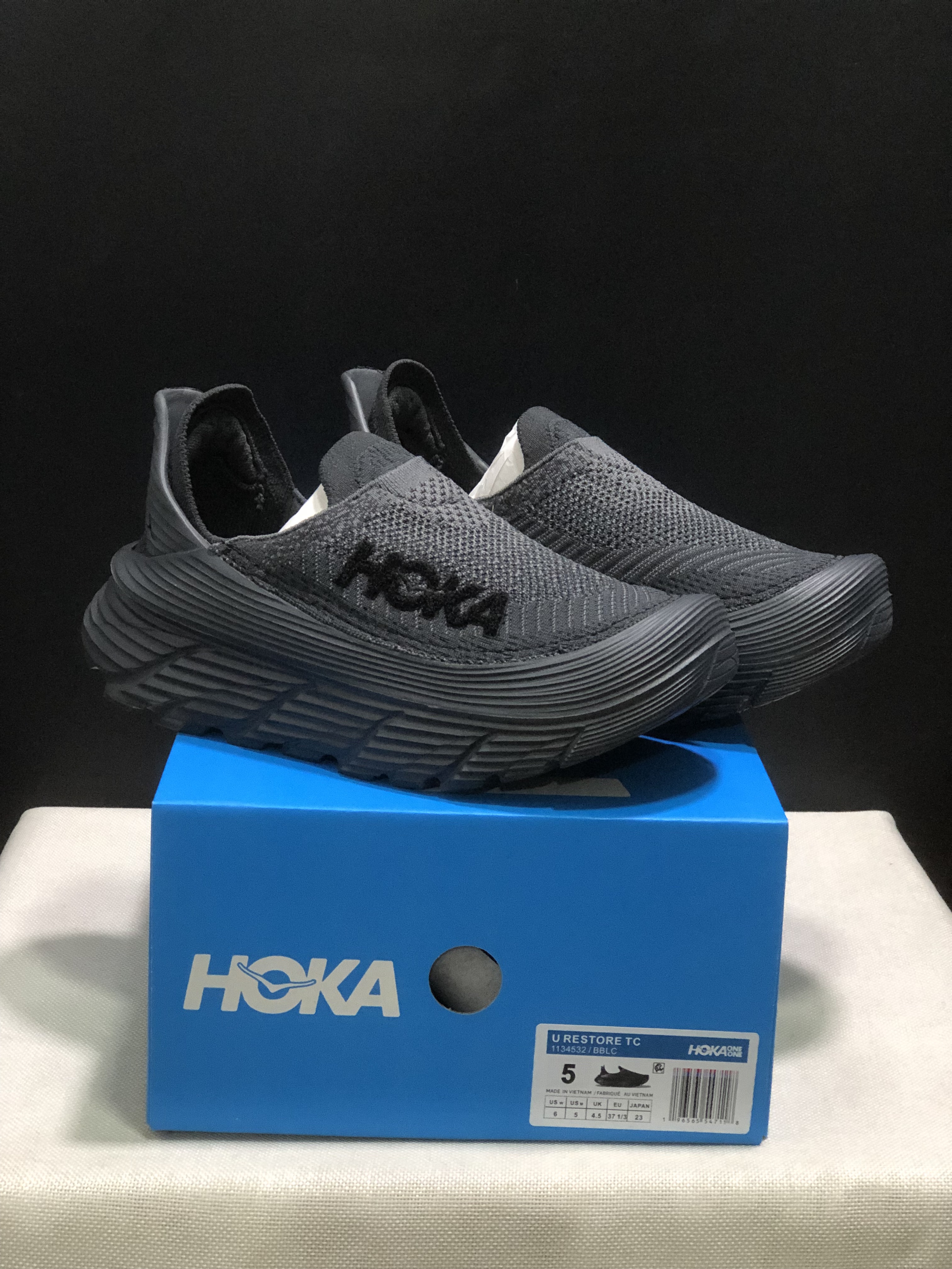 Hoka One One Restore TC Elastic Comfortable Low-top Running Shoes Sneakers Dark Grey