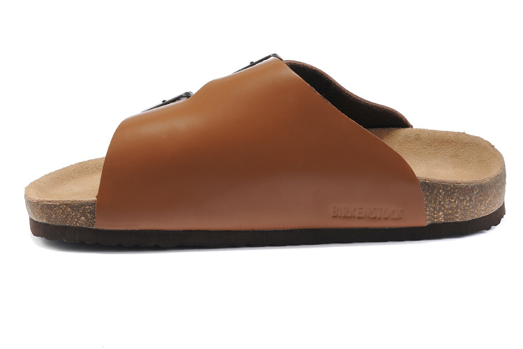 Birkenstock Two Buttons Brown Matte Leather Fashion Slippers