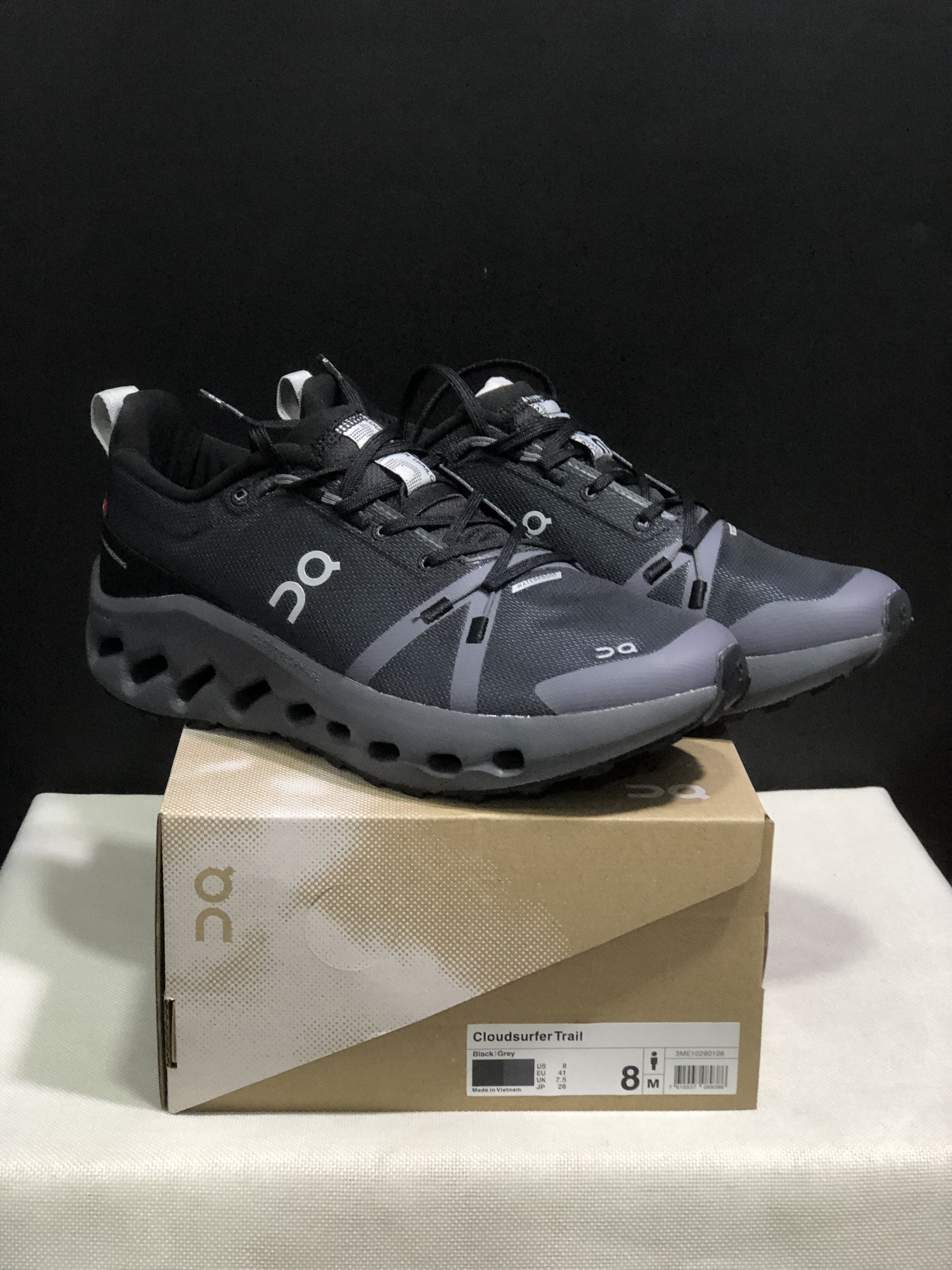 On Running Cloudsurfer Trail Waterproof Comfortable And Breathable Running Shoes Dark Grey/Black
