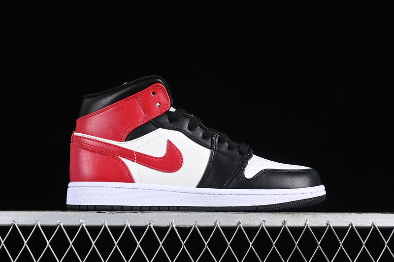 Nike Air Jordan 1 Mid Toe Sail Off Noir White Gym Red Sneakers