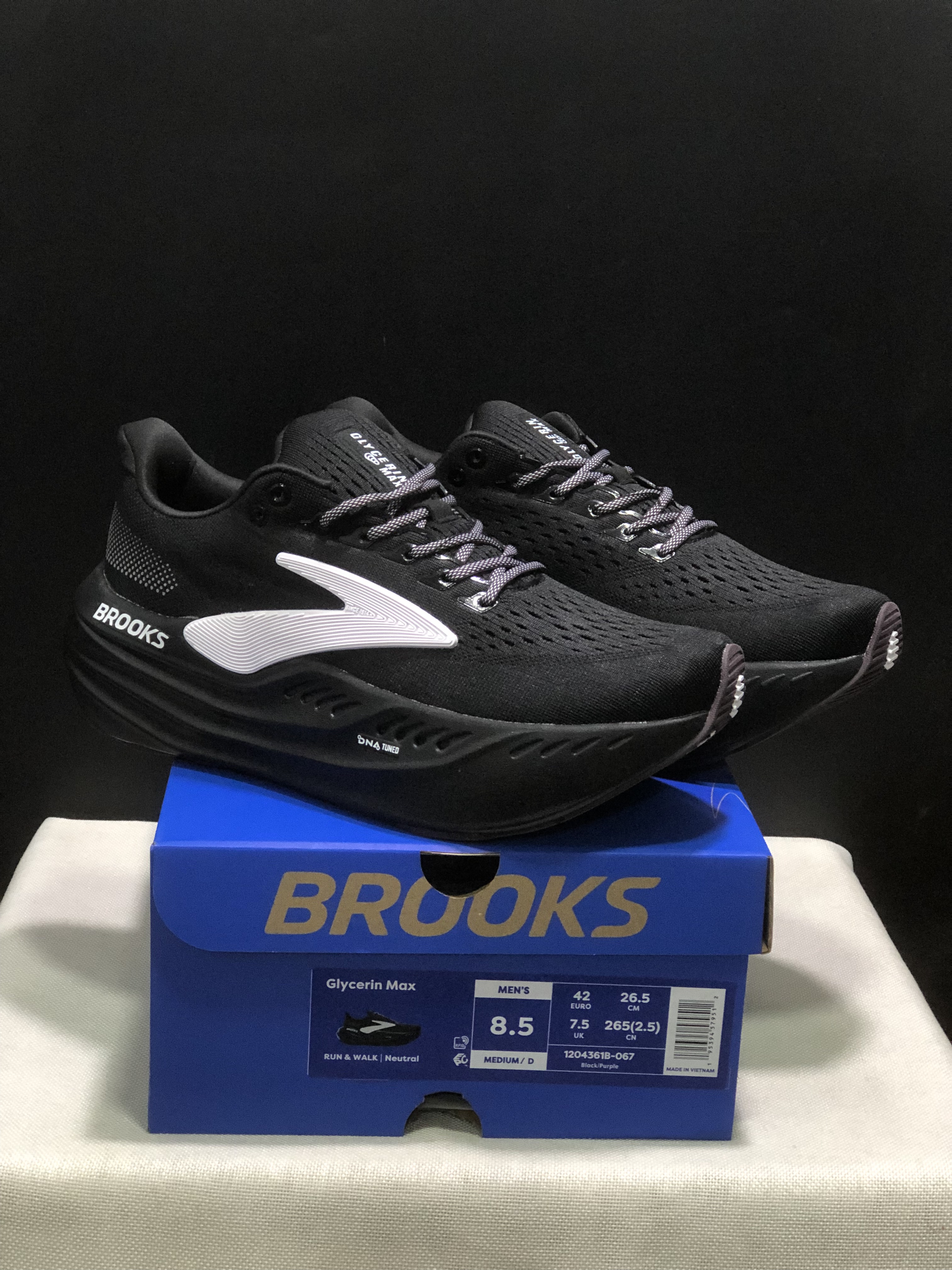 Brooks Glycerin Max Comfortable Low-top Running Shoes Black/Purple