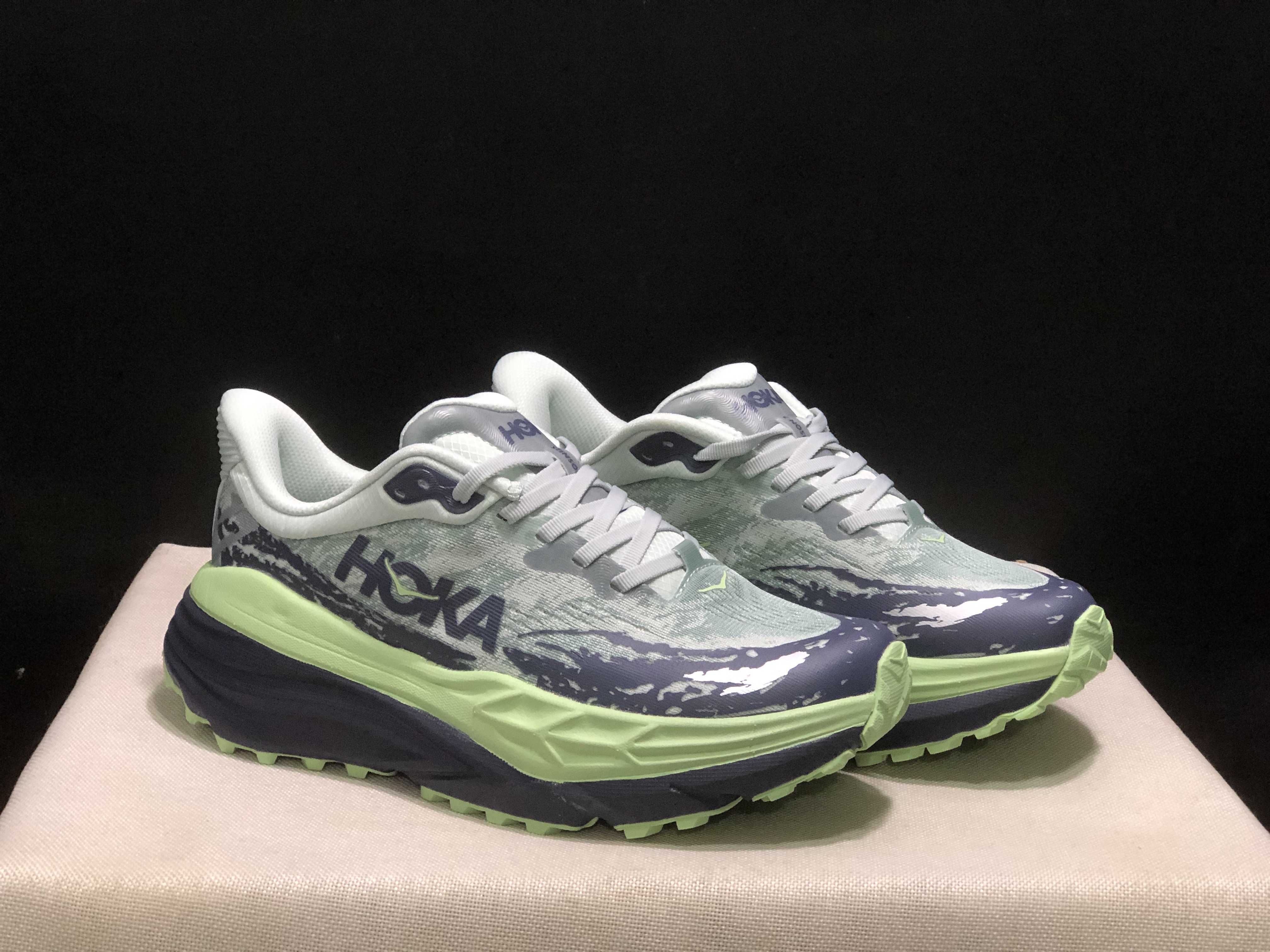 Hoka One One Stinson 7 Comfortable Anti-slip Running Shoes Camouflage/Light Green