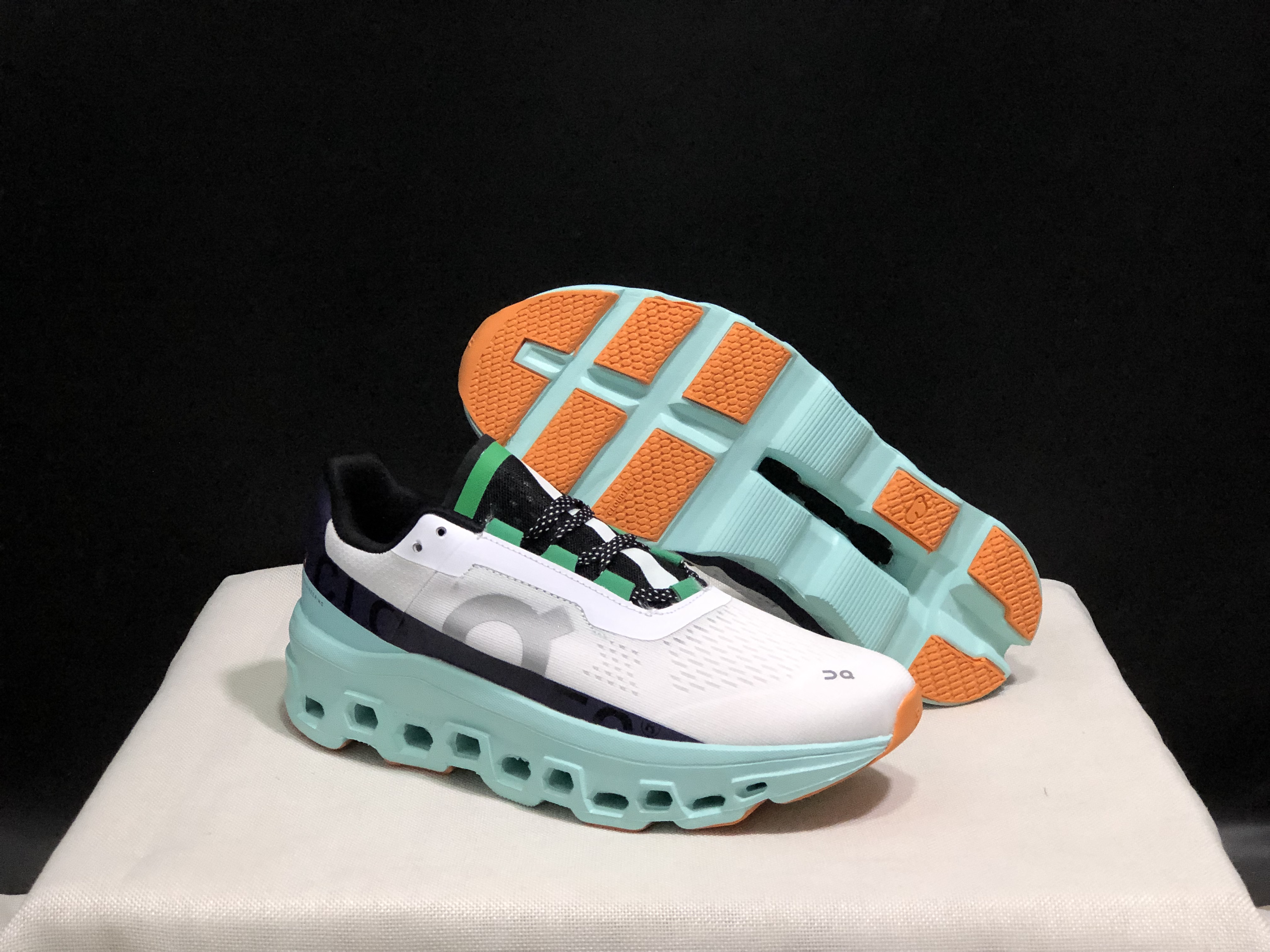 On Running Cloudmonster Anti-Slip Running Shoes White/Tiffany Blue