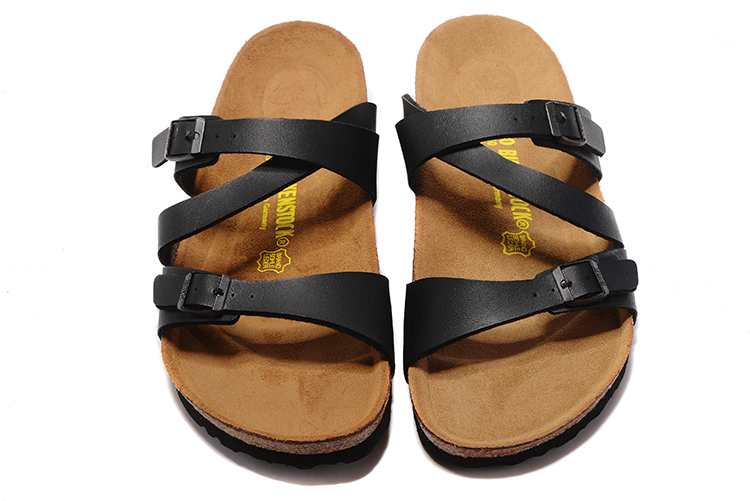 Birkenstock Black Thin Belt Double Buckle Matte Leather Sandals
