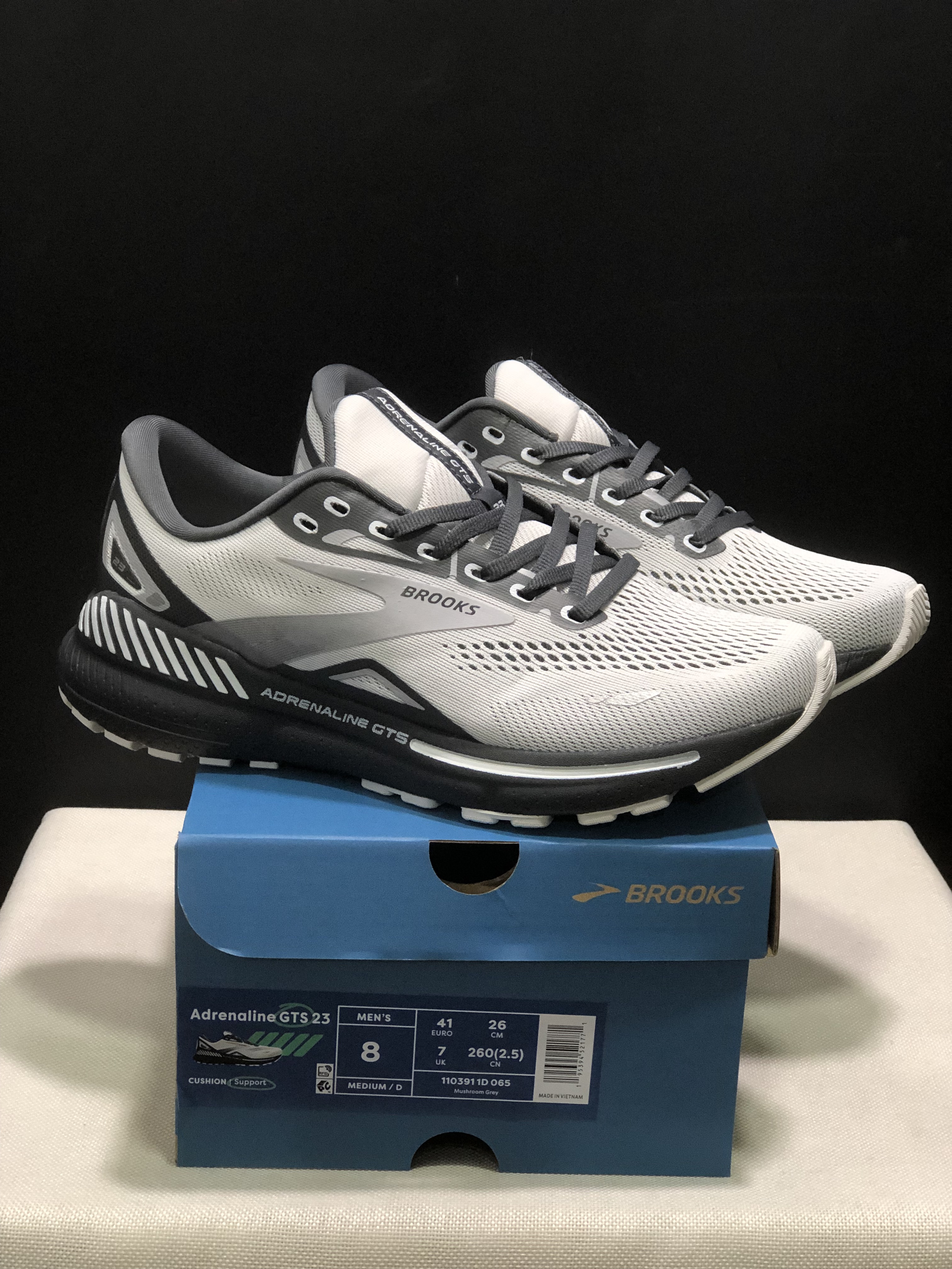 Brooks Adrenaline GTS 23 Shock-absorbing Wear-resistant Low-top Running Shoes Mushroom Grey