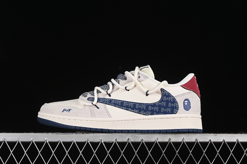 Nike Air Jordan 1 Low Travis Scott Fragment Design BAPE White Grey Blue Red Multicolour Sneakers