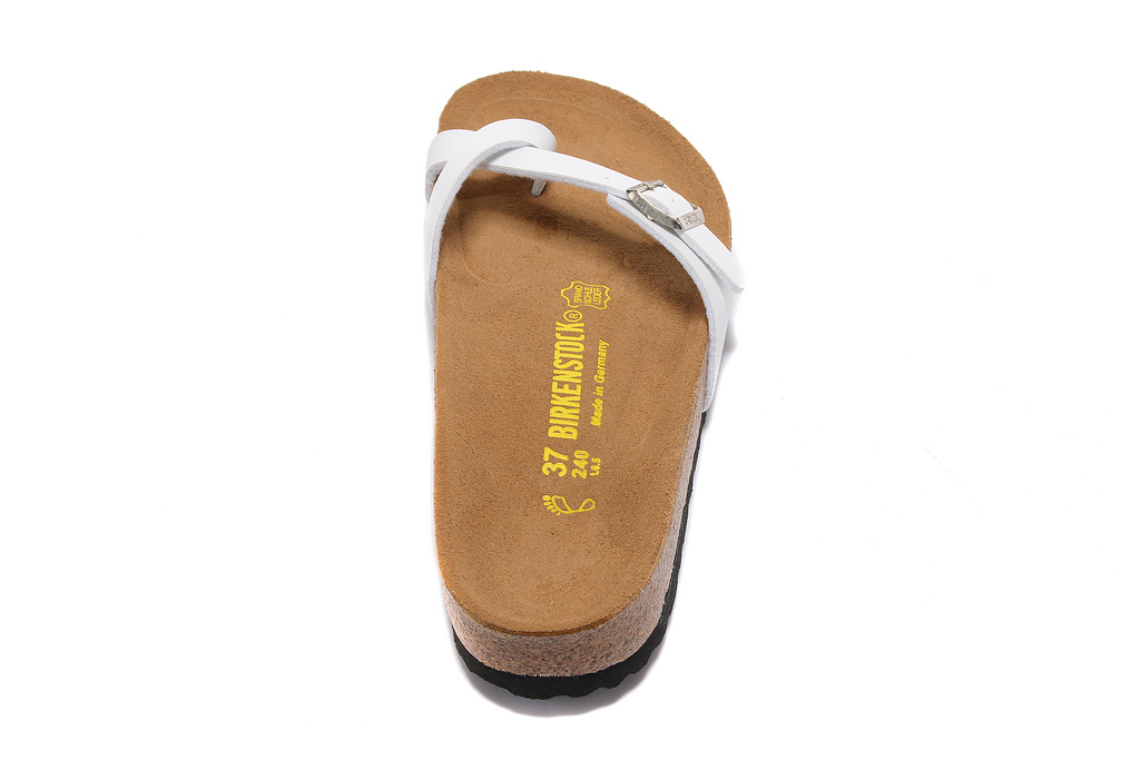 Birkenstock Single Button White Ringfinger Thin Strip Matte Leather Slippers