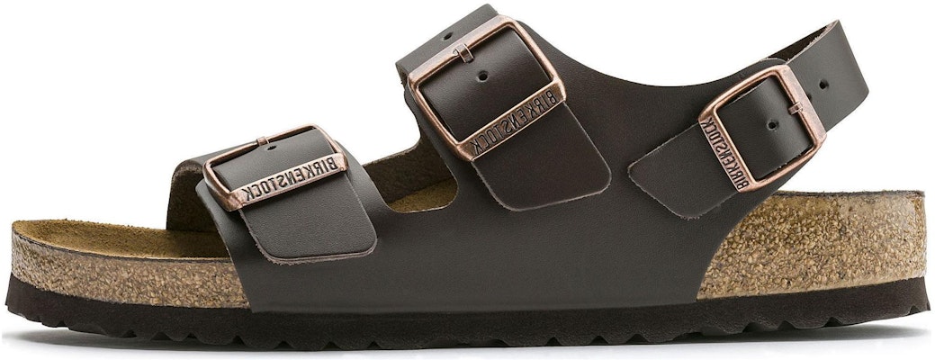 Birkenstock Milano Natural Leather 0034103 Narrow Fit Dark Brown Beach Sandals