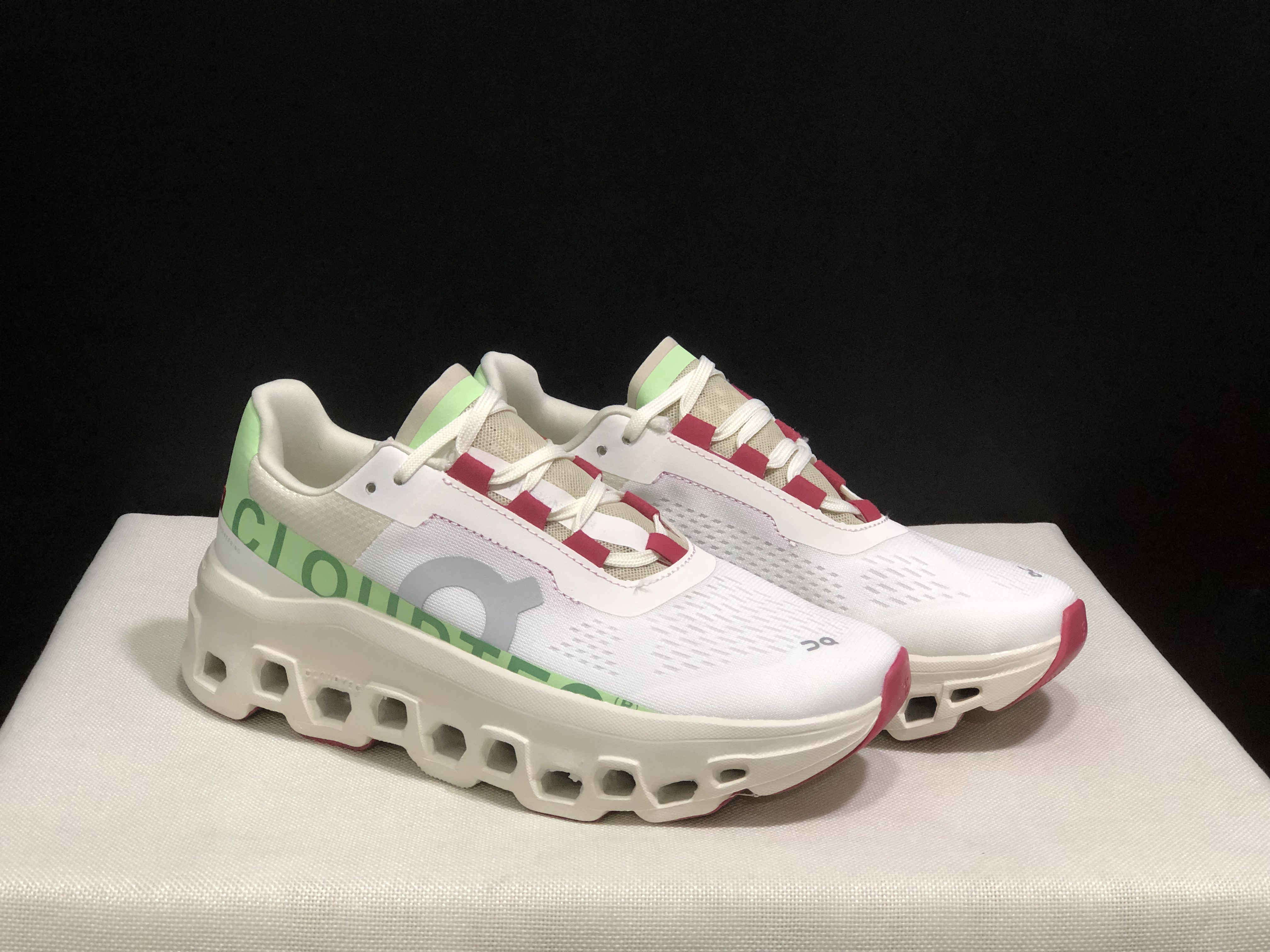 On Running Cloudmonster Anti-Slip Running Shoes White/Green