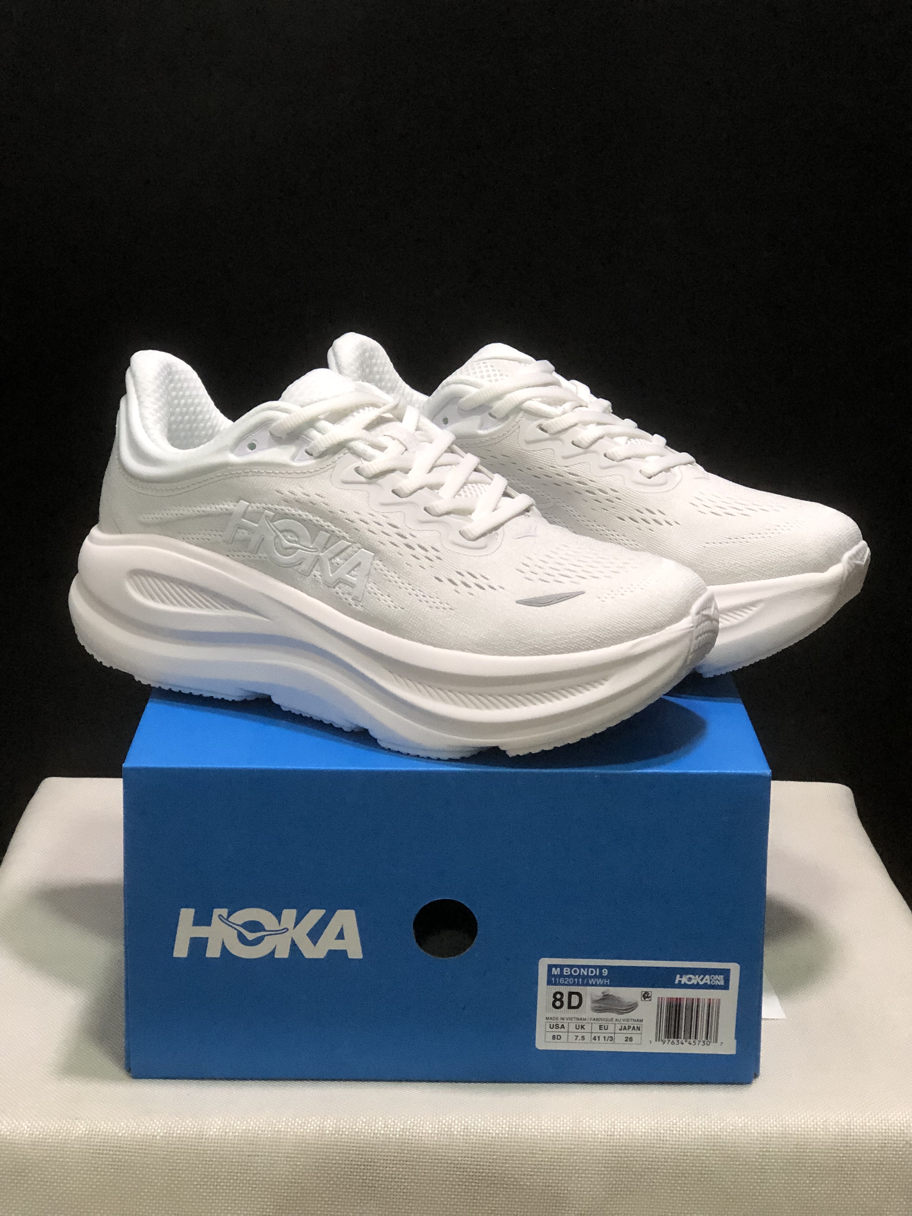 Hoka One One Bondi 9 Comfortable Low-top Running Shoes Sneakers White