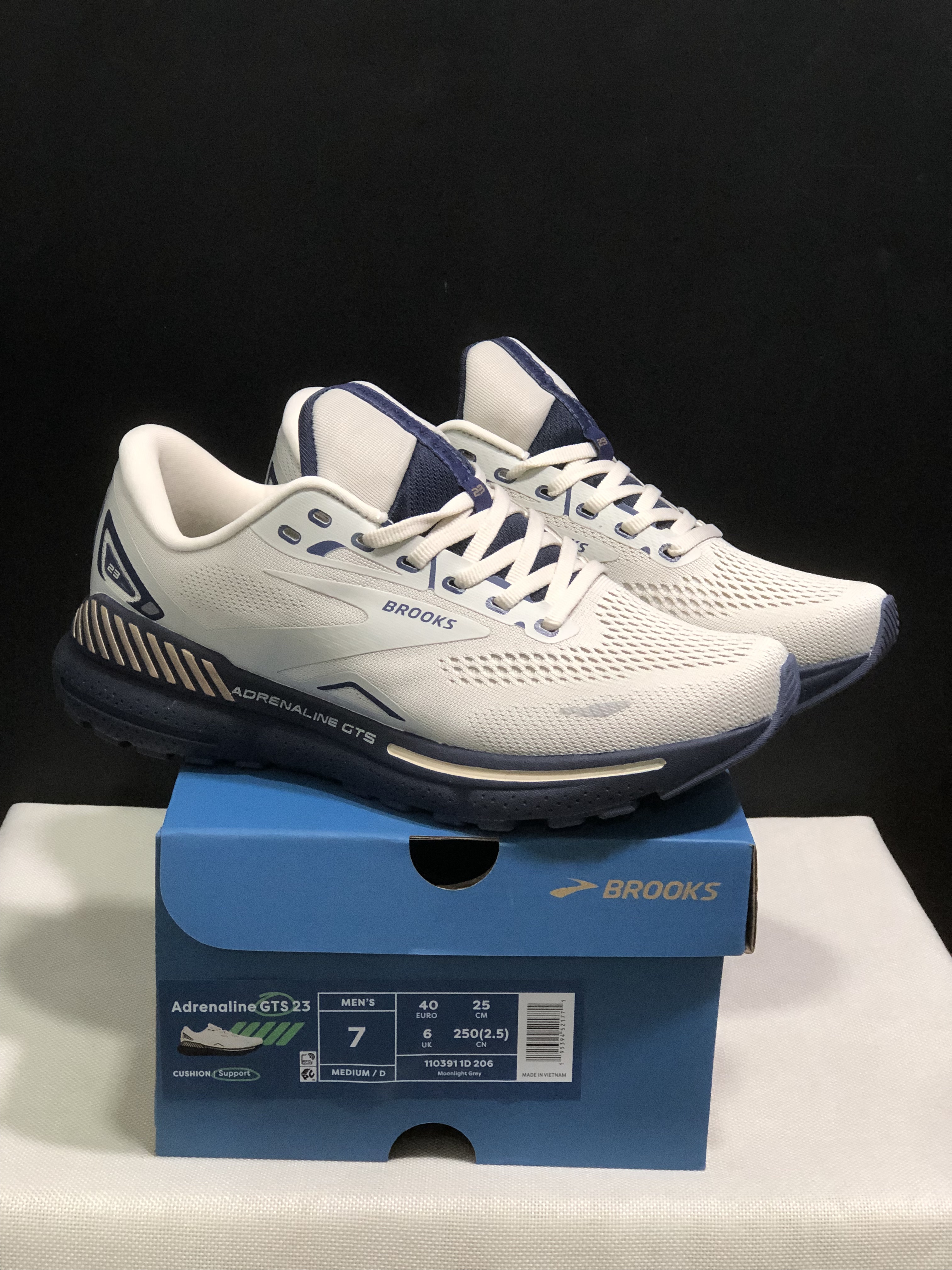 Brooks Adrenaline GTS 23 Shock-absorbing Wear-resistant Low-top Running Shoes Moonlight Grey