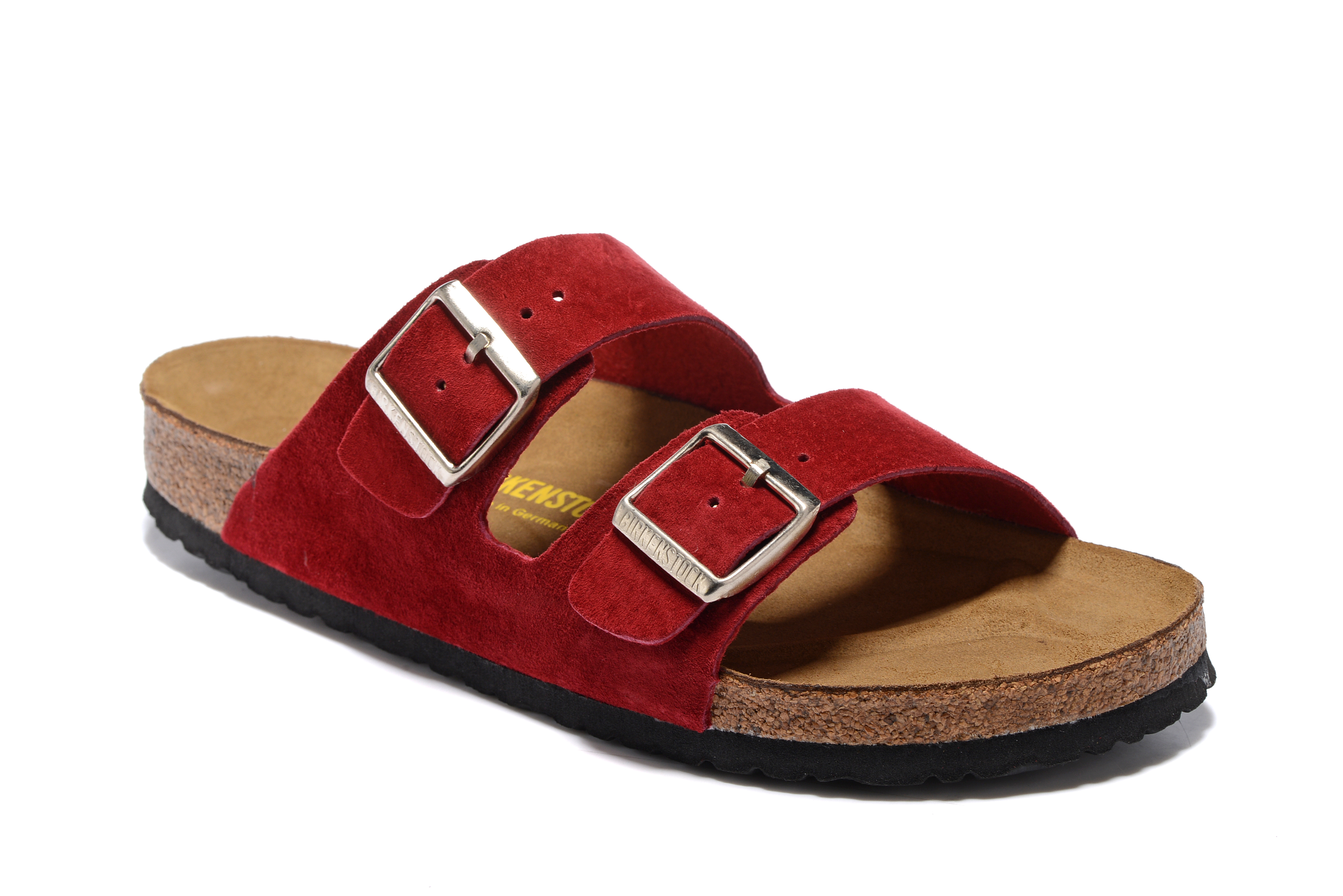 Birkenstock Arizona Red Two Buckle Suede Leather Sandal