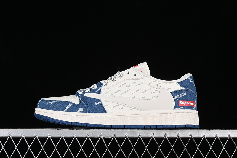 Nike Air Jordan 1 Low OG SP Travis Scott Fragment Design Supreme Grey White Blue Sneakers