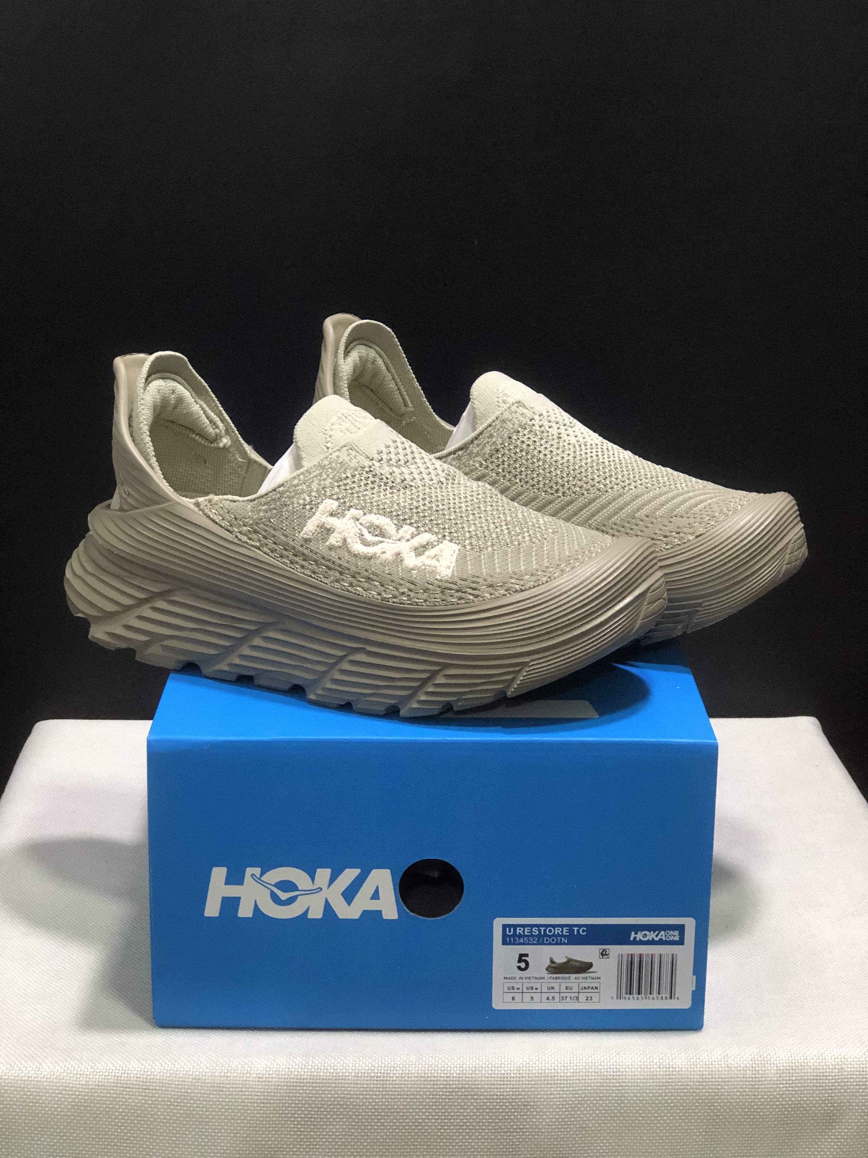 Hoka One One Restore TC Elastic Comfortable Low-top Running Shoes Sneakers Beige