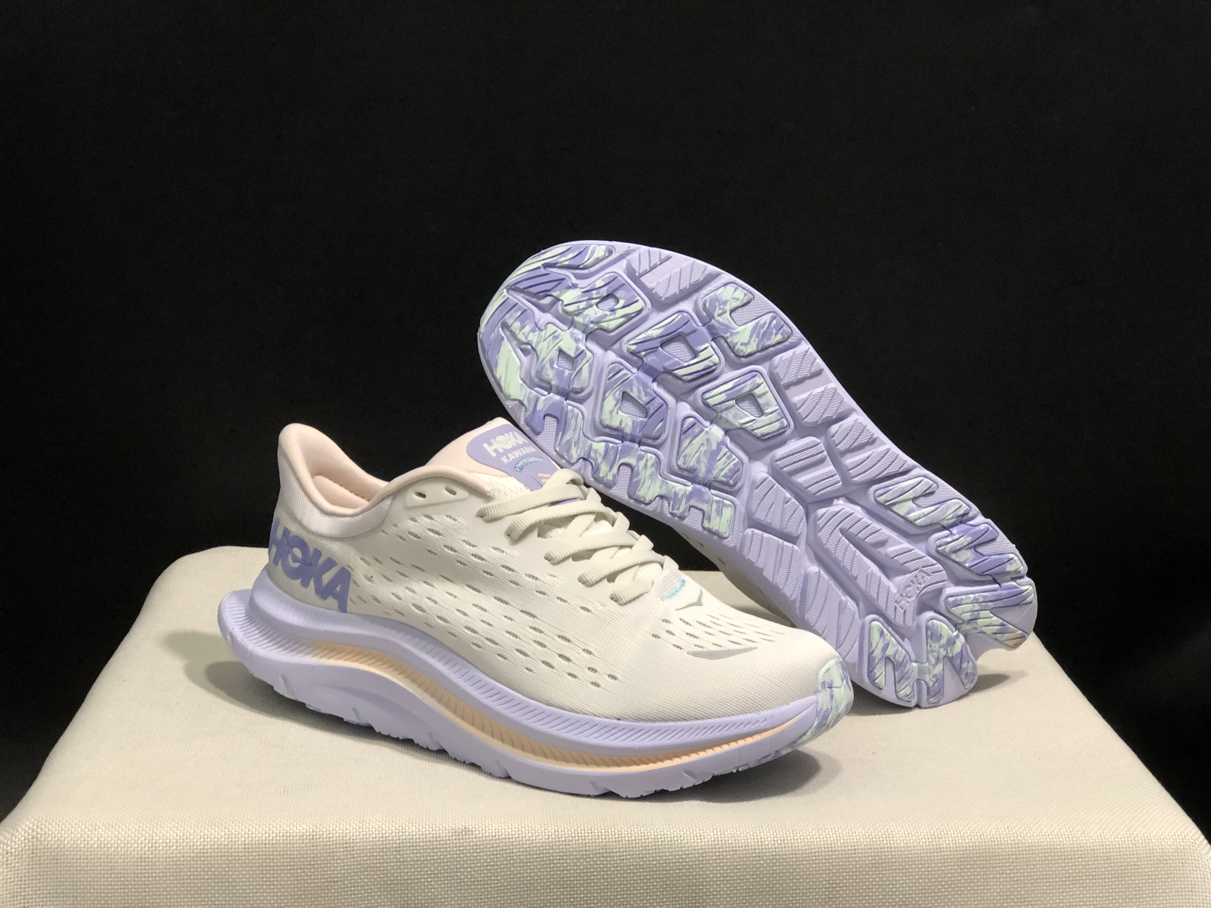 Hoka One One Kawana Cushioning Comfortable Gym Running Shoes Sneakers White/Purple