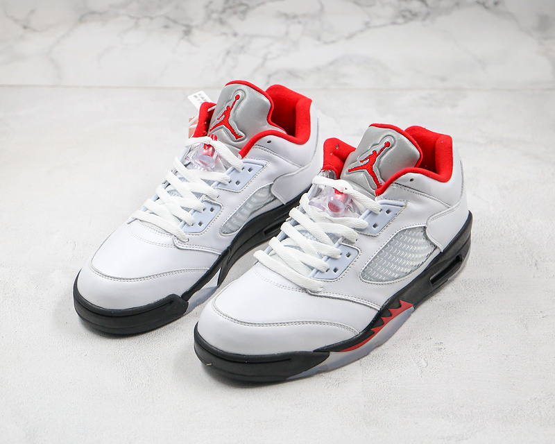 Nike Air Jordan 5 Retro Low-Top White/Fire Red/Black Sneakers