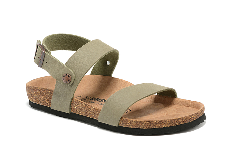 Birkenstock Grayish Green Casual Scrub Leather Strappy Sandals