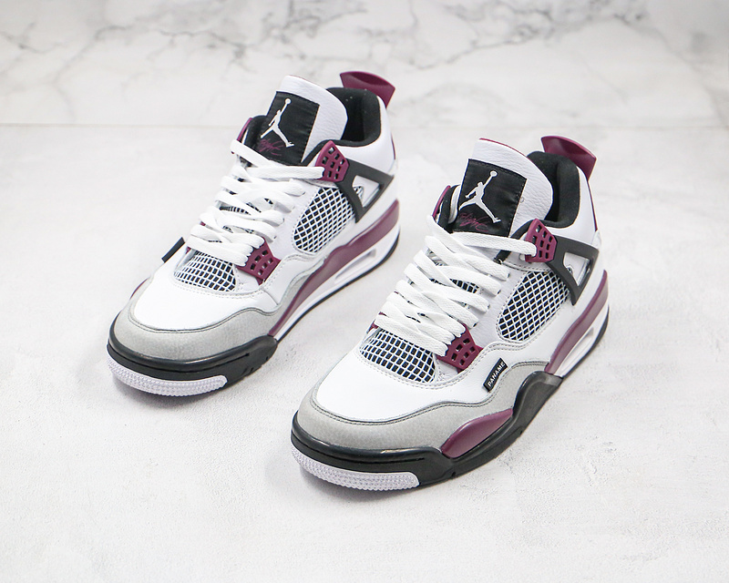 Nike Air Jordan 4 Retro x Paris Saint-Germain Bordeaux 2020 White Purple Sneakers