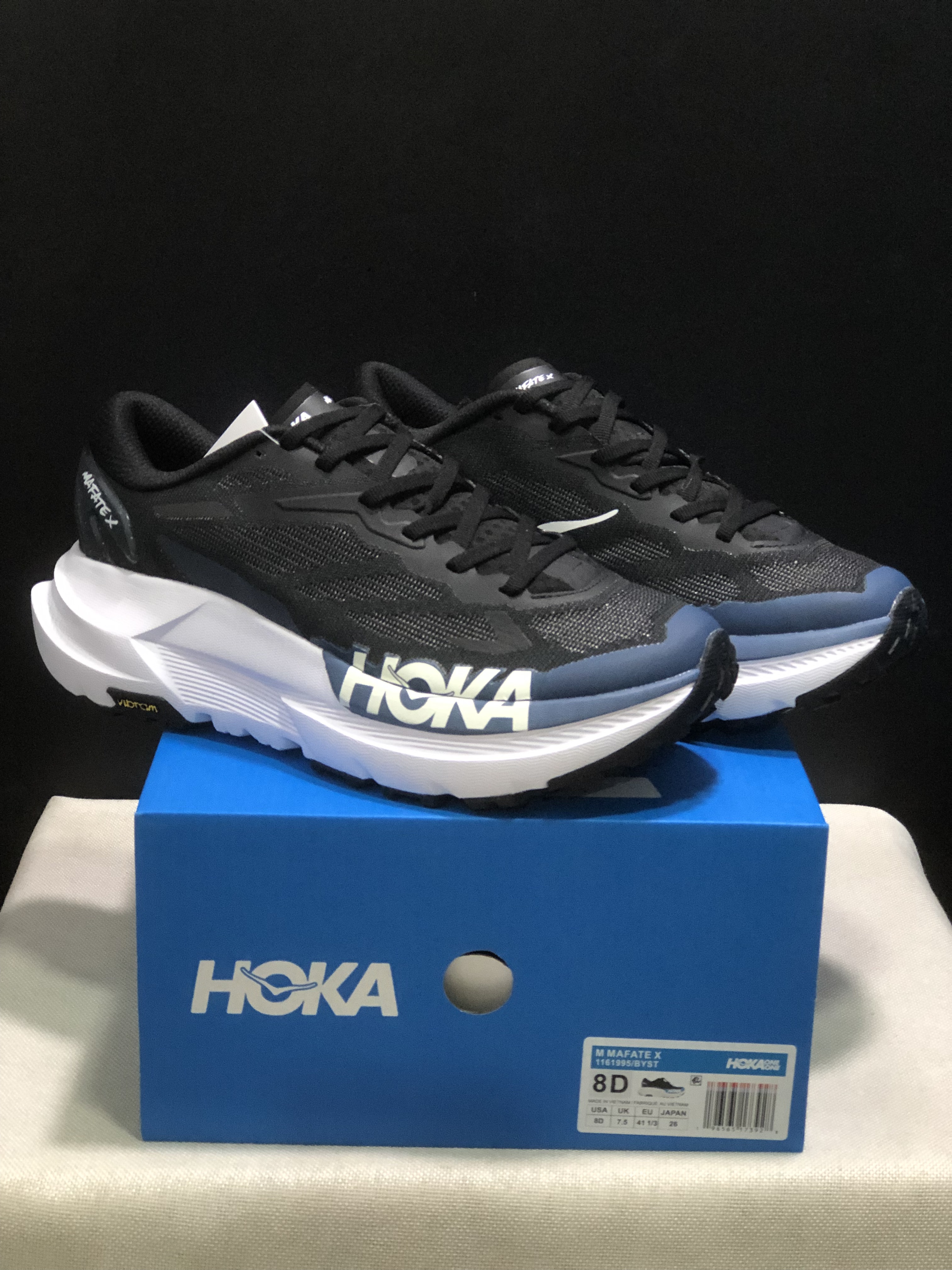 Hoka One One Mafate X Lightweight Fashion Running Shoes Sneakers Black/White