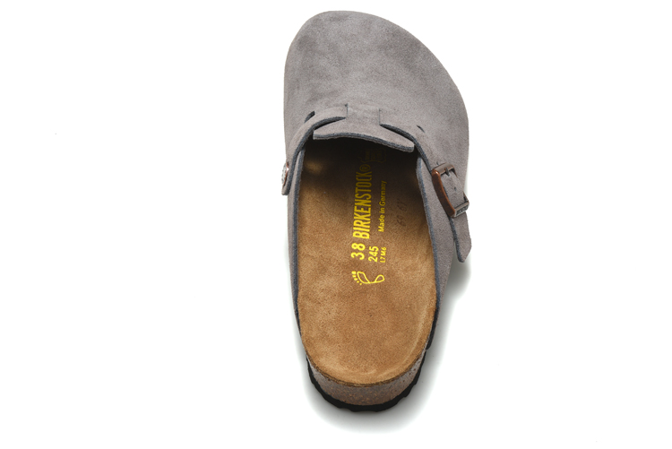 Birkenstock Grey Scrub Leather Clog Shoes