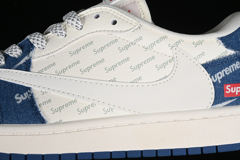 Nike Air Jordan 1 Low OG SP Travis Scott Fragment Design Supreme Grey White Blue Sneakers