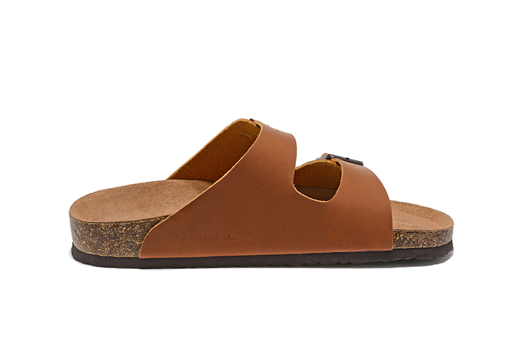 Birkenstock Two-Button Dark Brown Suede Leather Slippers
