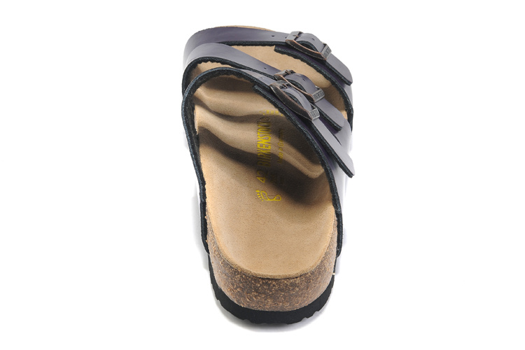 Birkenstock Three-Button Purple Matte Leather Sandals