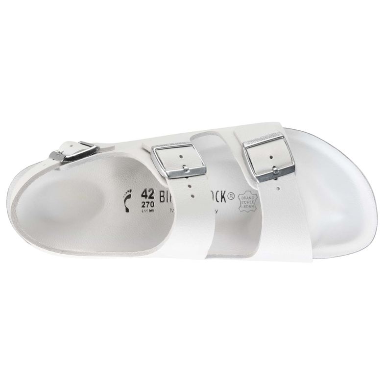 Birkenstock Two-Button Pure White Matte Leather Sandals