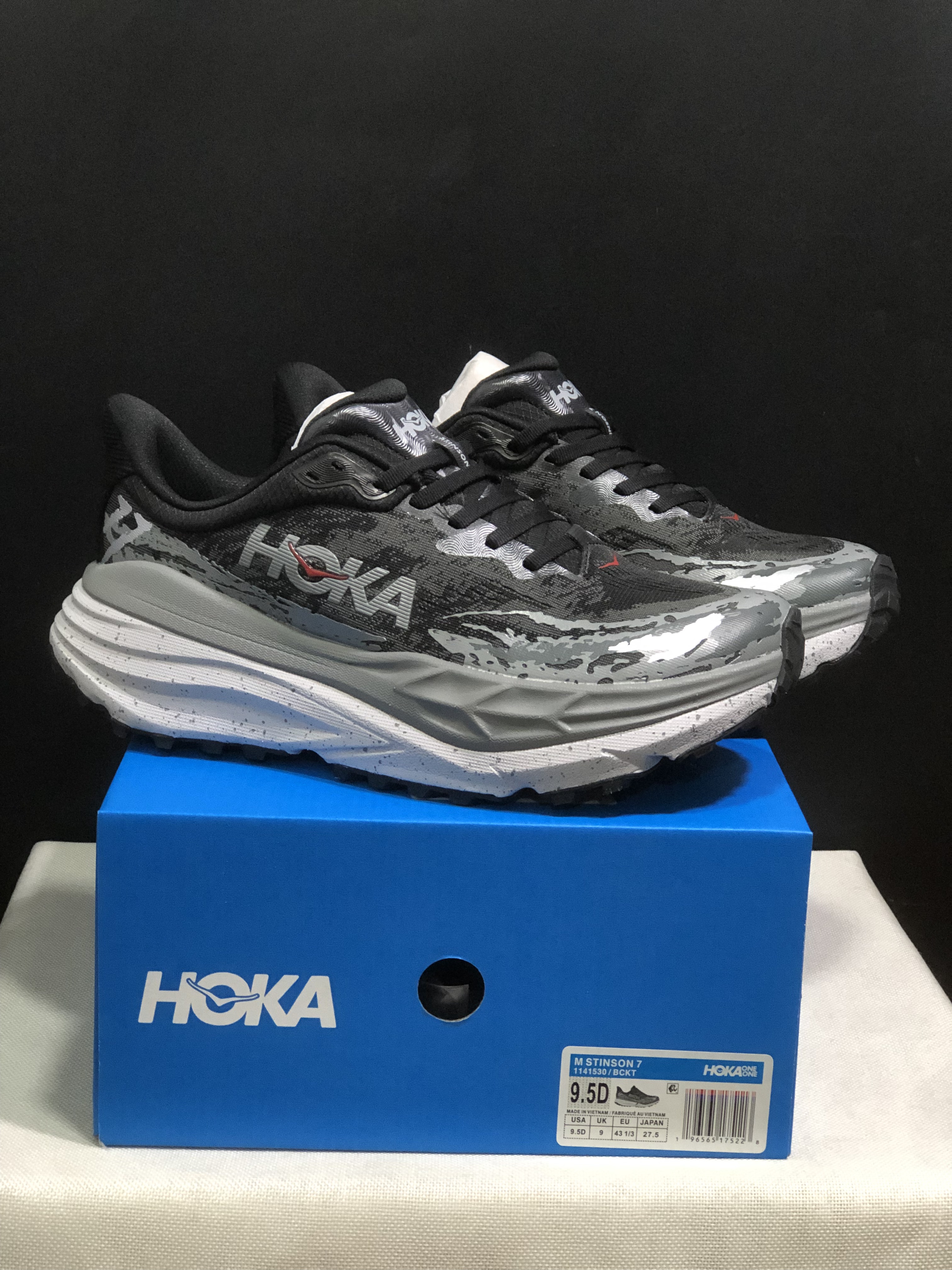 Hoka One One Stinson 7 Comfortable Anti-slip Outdoor Running Shoes Sneakers Black/Gray