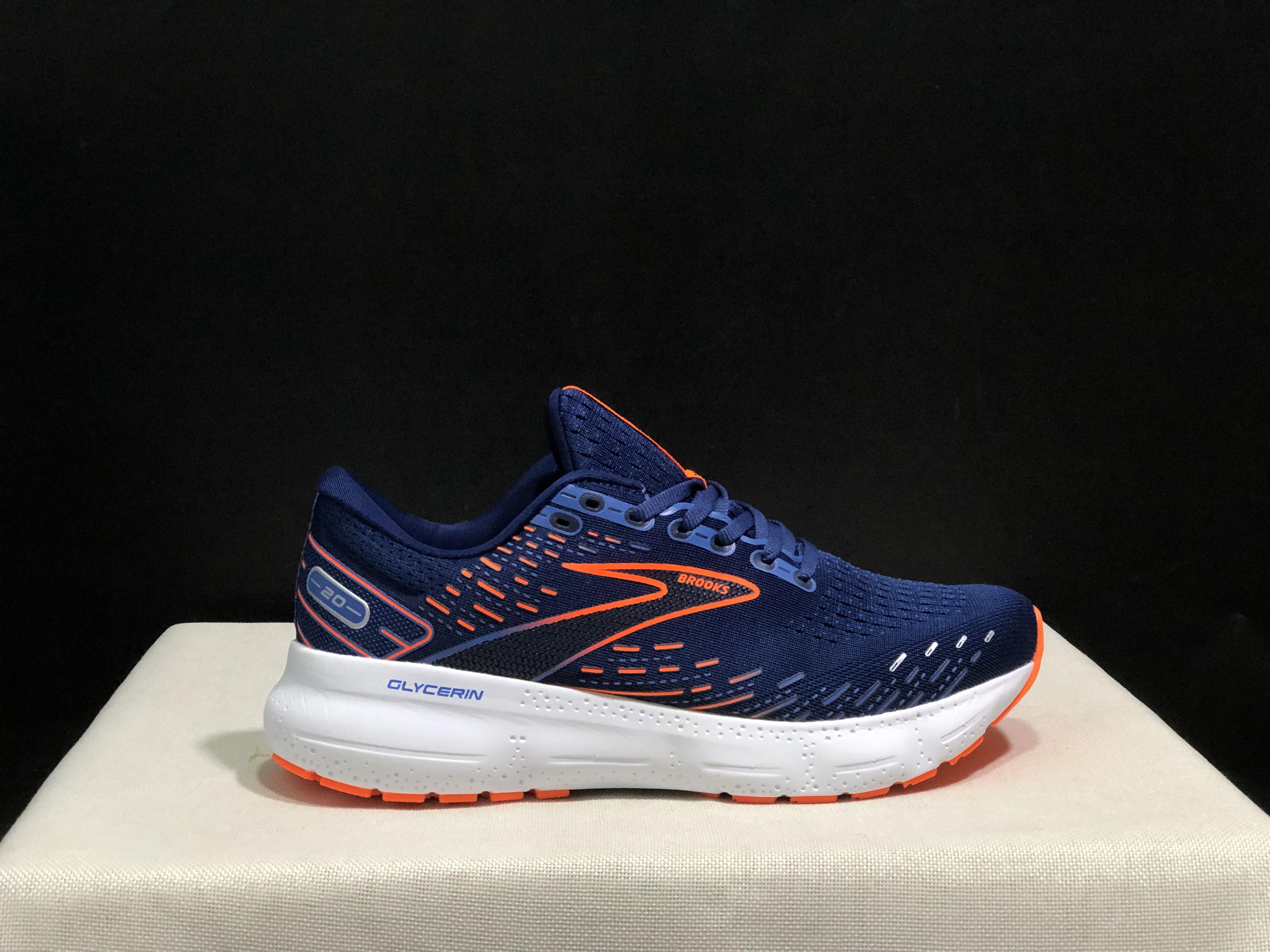 Brooks Glycerin GTS 20 Shock-absorbing Wear-resistant Running Shoes Navy/Orange