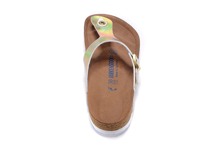 Birkenstock Gold Casual Patent Leather Flip Flops