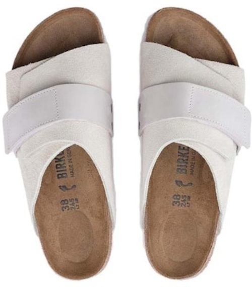 Birkenstock Kyoto 1024526 Nubuck Suede Leather Narrow Fit Antique White Sandals